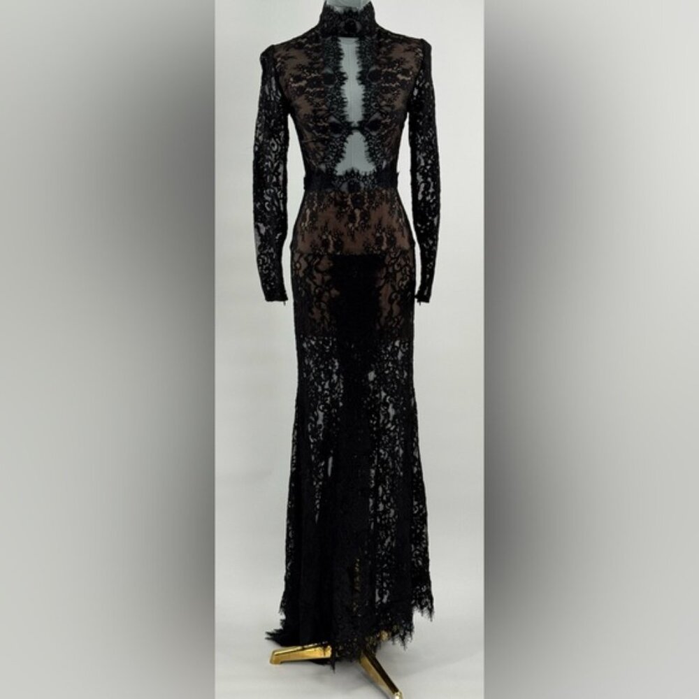 🆕 BRONX & BANCO 🧿 NWOT Eleanor Black Lace Cut Out Gown, Sz XS US 2 - Picture 4 of 16